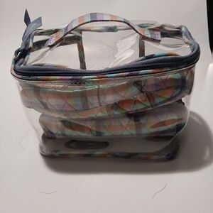 Vera Bradly 2 Piece Cosmetic Bags With Carry Case